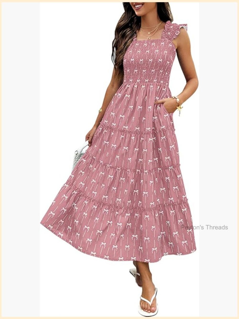 Sleeveless Square Neck Ruffle Strap Smocked Maxi Dress